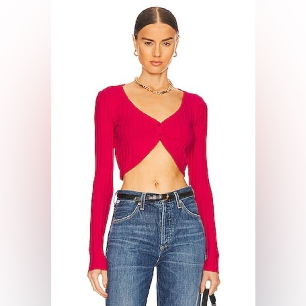 COTTON CITIZEN The Capri Crop Cardigan in Fuchsia (22)